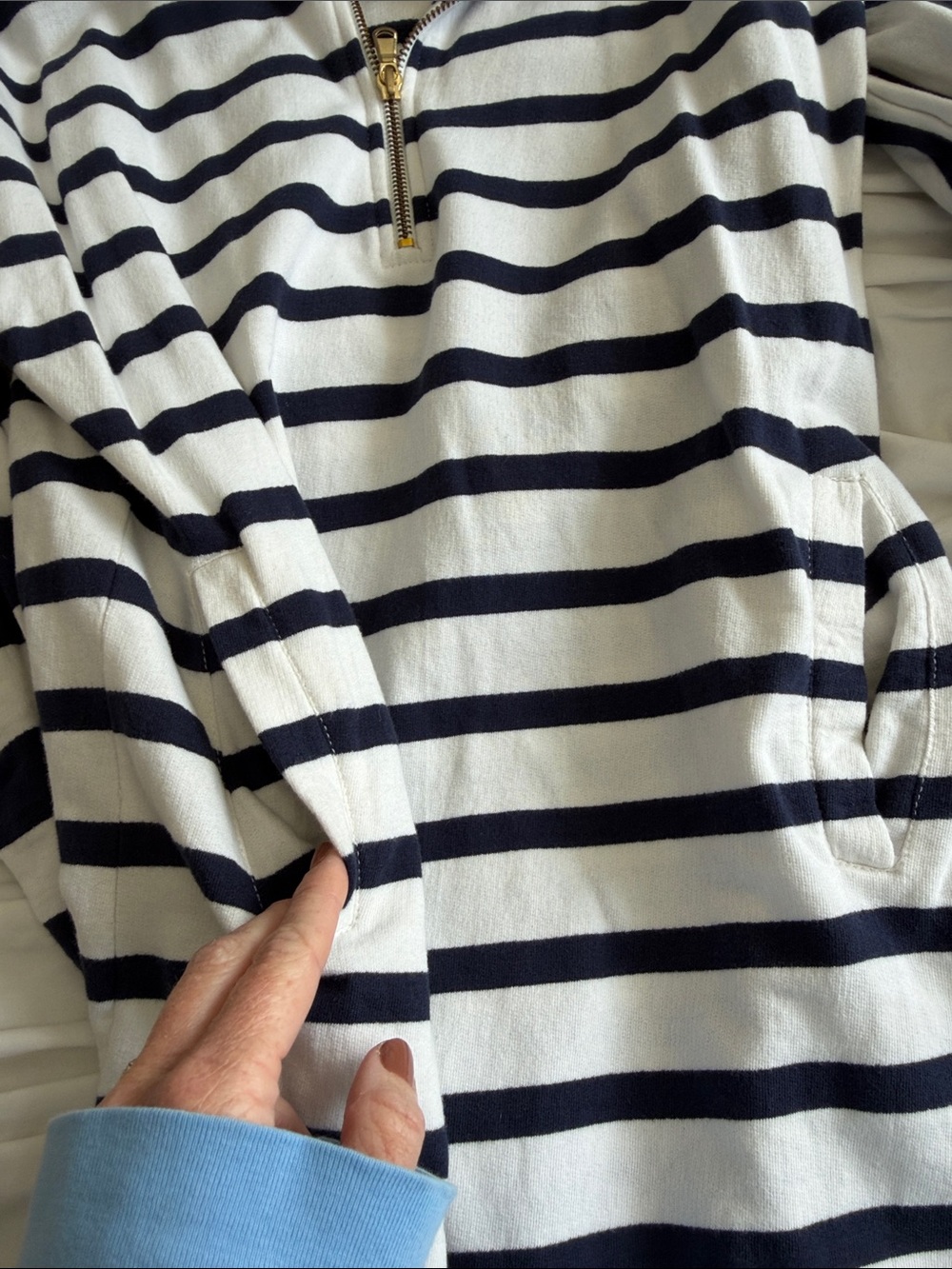 Addison Bay Navy and White Striped Half-Zip Dress - Picture 4 of 5